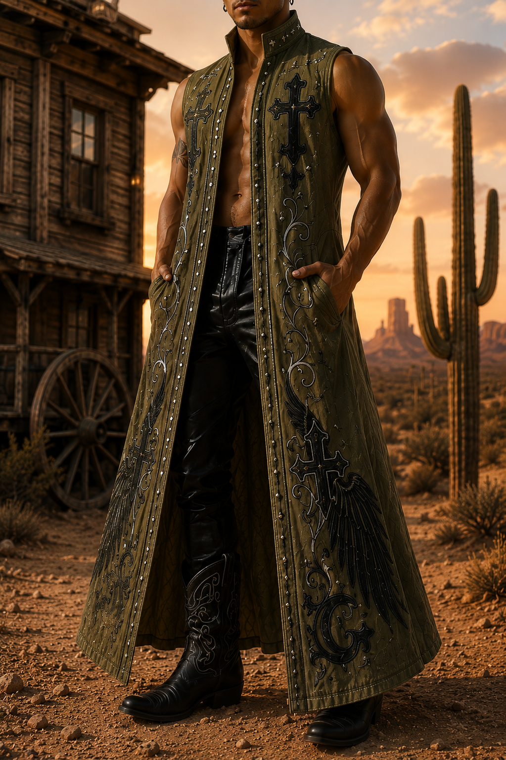 Western Style Casual Sleeveless Stand Collar Shirt